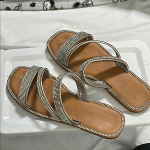 TOP Moda Silver Rhinestone Sandals